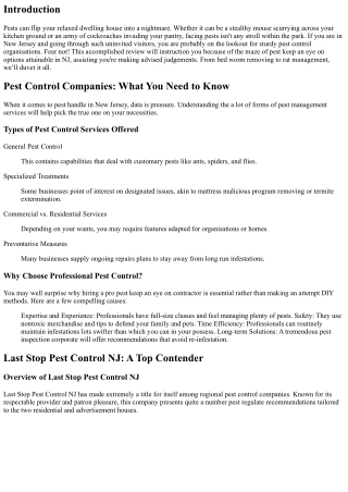 A Comprehensive Review of Pest Control Companies in NJ