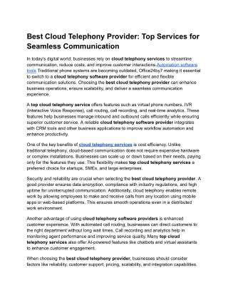 Best Cloud Telephony Provider_ Top Services for Seamless Communication.docx