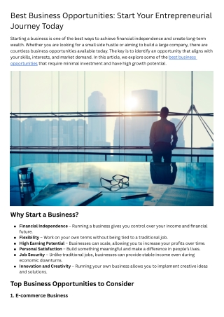 Best Business Opportunities