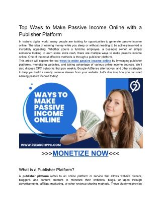 Top Ways to Make Passive Income Online with a Publisher Platform