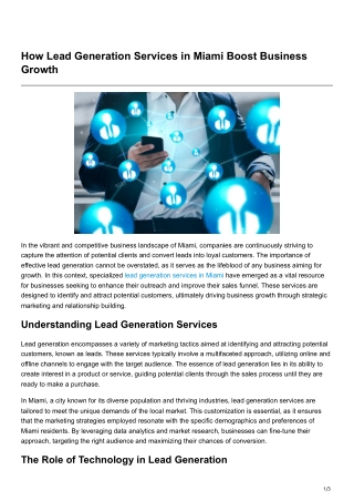 How Lead Generation Services in Miami Boost Business Growth