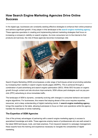 How Search Engine Marketing Agencies Drive Online Success