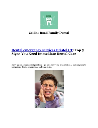 Dental emergency services Bristol CT