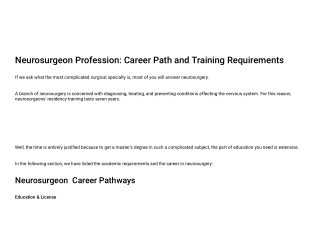 Neurosurgeon Profession: Career Path and Training Requirements