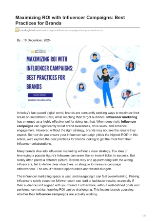 Maximizing ROI with Influencer Campaigns Best Practices for Brands