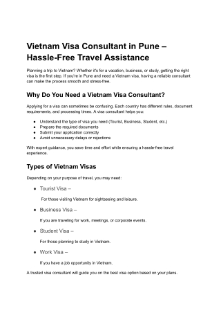 Expert Vietnam Visa Services in Pune