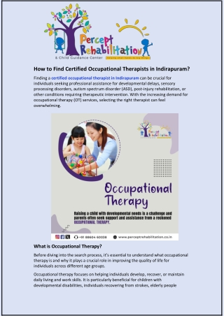 How to Find Certified Occupational Therapists in Indirapuram