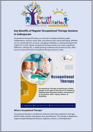 Key Benefits of Regular Occupational Therapy Sessions in Indirapuram