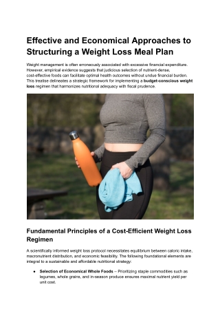 Effective and Economical Approaches to Structuring a Weight Loss Meal Plan