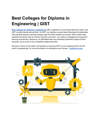 Best Colleges for Diploma in Engineering _ GIST