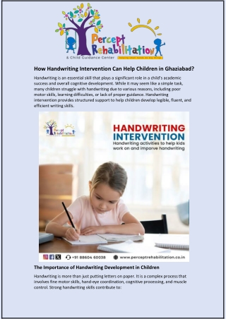How Handwriting Intervention Can Help Children in Ghaziabad