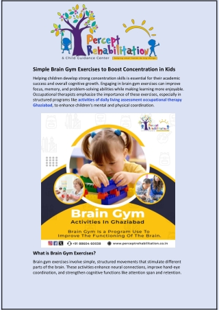 Simple Brain Gym Exercises to Boost Concentration in Kids