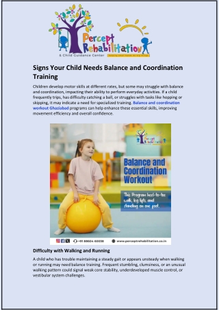 Signs Your Child Needs Balance and Coordination Training