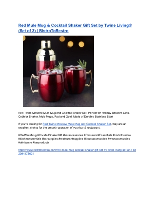 Red Mule Mug & Cocktail Shaker Gift Set by Twine Living® (Set of 3) _ BistroToRestro