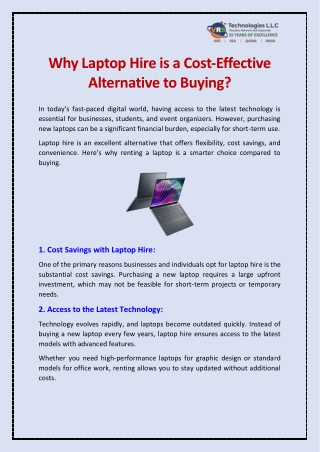 Why Laptop Hire is a Cost-Effective Alternative to Buying?