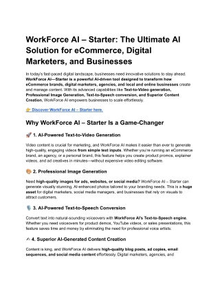 WorkForce AI – Starter_ The Ultimate AI Solution for eCommerce, Digital Marketers, and Businesses
