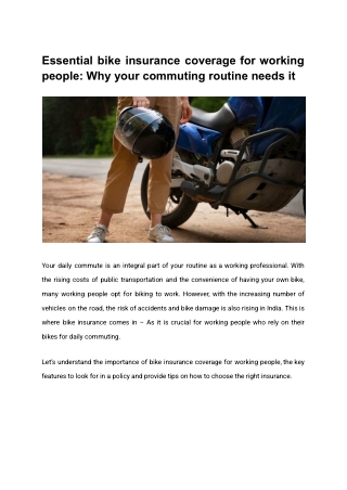 Essential bike insurance coverage for working people_ Why your commuting routine needs it