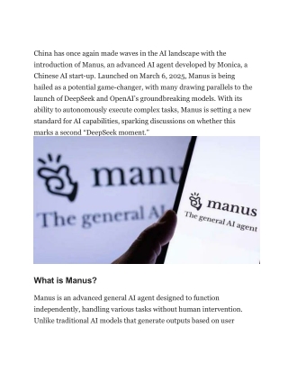 China’s Manus AI Agent Challenges OpenAI and DeepMind