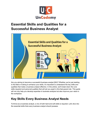 Essential Skills and Qualities for a Successful Business Analyst