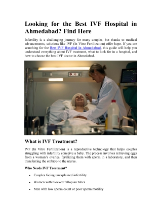 Looking for the Best IVF Hospital in Ahmedabad