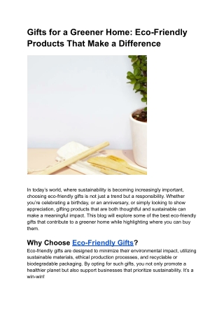 Gifts for a Greener Home_ Eco-Friendly Products That Make a Difference