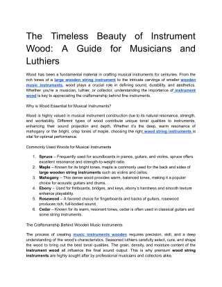 The Timeless Beauty of Instrument Wood_ A Guide for Musicians and Luthiers