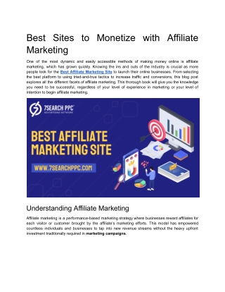Best Sites to Monetize with Affiliate Marketing