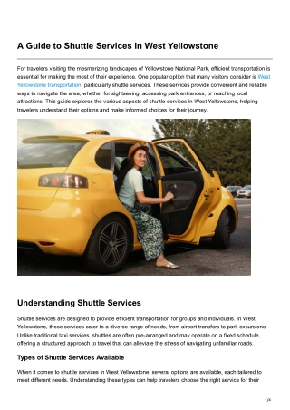 A Guide to Shuttle Services in West Yellowstone