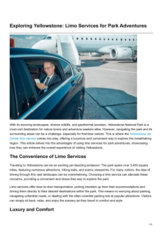 Exploring Yellowstone Limo Services for Park Adventures
