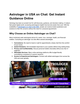Connect with USA's Best Astrologers Online