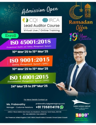 ISO LEAD AUDITOR COURSE RAMADAN OFFER COURSE IN COIMBATORE