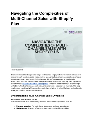 Navigating the Complexities of Multi-Channel Sales with Shopify Plus