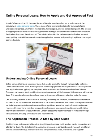 Online Personal Loans How to Apply and Get Approved Fast
