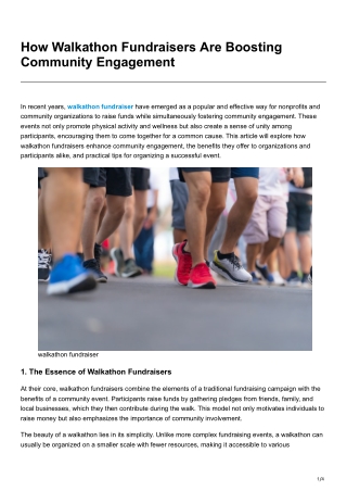 How Walkathon Fundraisers Are Boosting Community Engagement