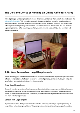 The Dos and Donts of Running an Online Raffle for Charity