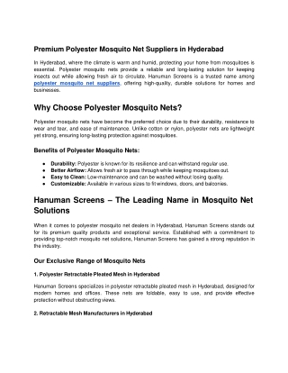 Premium Polyester Mosquito Net Suppliers in Hyderabad - Google Docs