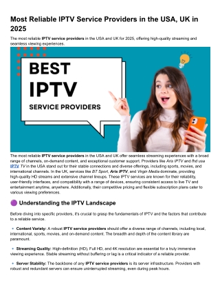 Most Reliable IPTV Service Providers in the USA, UK in 2025