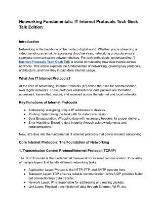 Networking Fundamentals_ IT Internet Protocols Tech Geek Talk Edition
