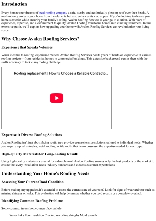 Upgrade Your Home with Avalon Roofing Services