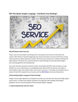 SEO That Speaks Google’s Language – And Boosts Your Rankings!