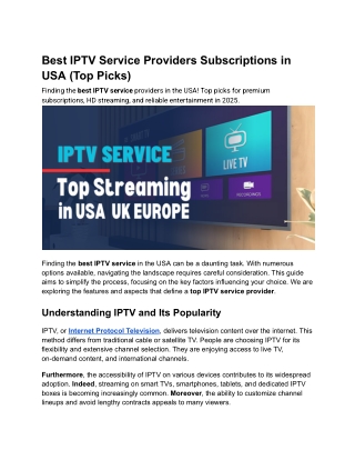 Best IPTV Service Providers Subscriptions in USA (Top Subscription)