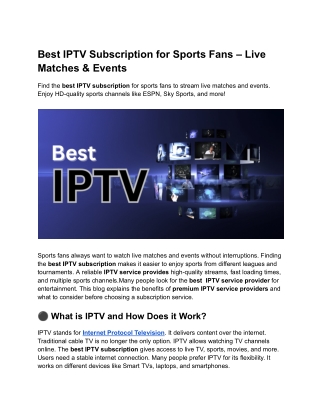 Best IPTV Subscription for Sports Fans – Live Matches & Events
