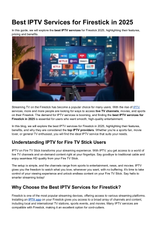 Best IPTV Services for Firestick in 2025