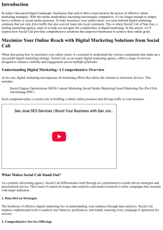 Maximize Your Online Reach with Digital Marketing Solutions from Social Cali