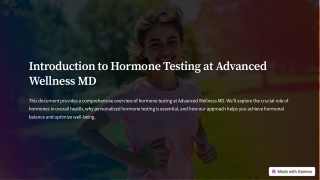 Introduction to Hormone Testing at Advanced Wellness MD