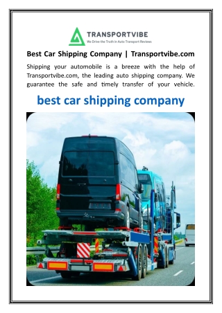 Best Car Shipping Company  Transportvibe.com