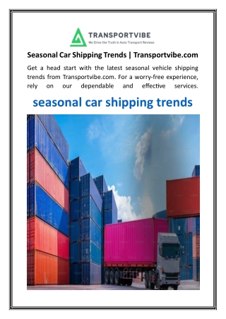 Seasonal Car Shipping Trends  Transportvibe.com