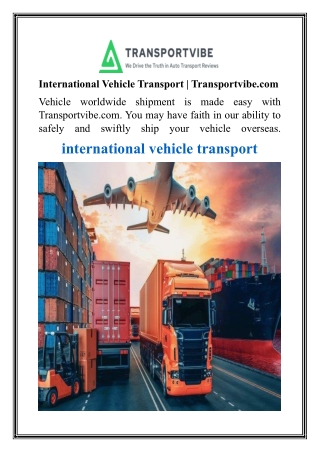 International Vehicle Transport  Transportvibe.com