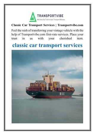 Classic Car Transport Services  Transportvibe.com