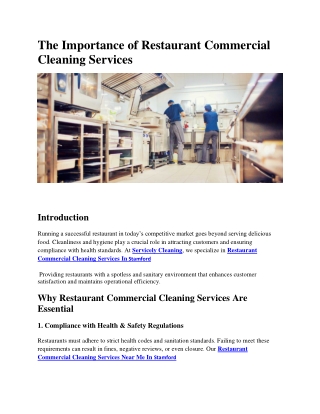 The Importance of Restaurant Commercial Cleaning Services